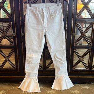 MOTHER White Slight Flare Denim Jeans